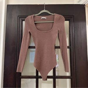 Abercrombie and Fitch Long-Sleeve Squareneck Sweater Bodysuit